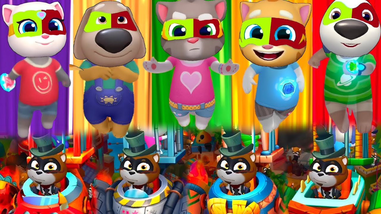 Talking Tom Hero Dash - New & Old Raccoon Bosses Fight For Cages Vs Heroes Uncover New Color Avatars