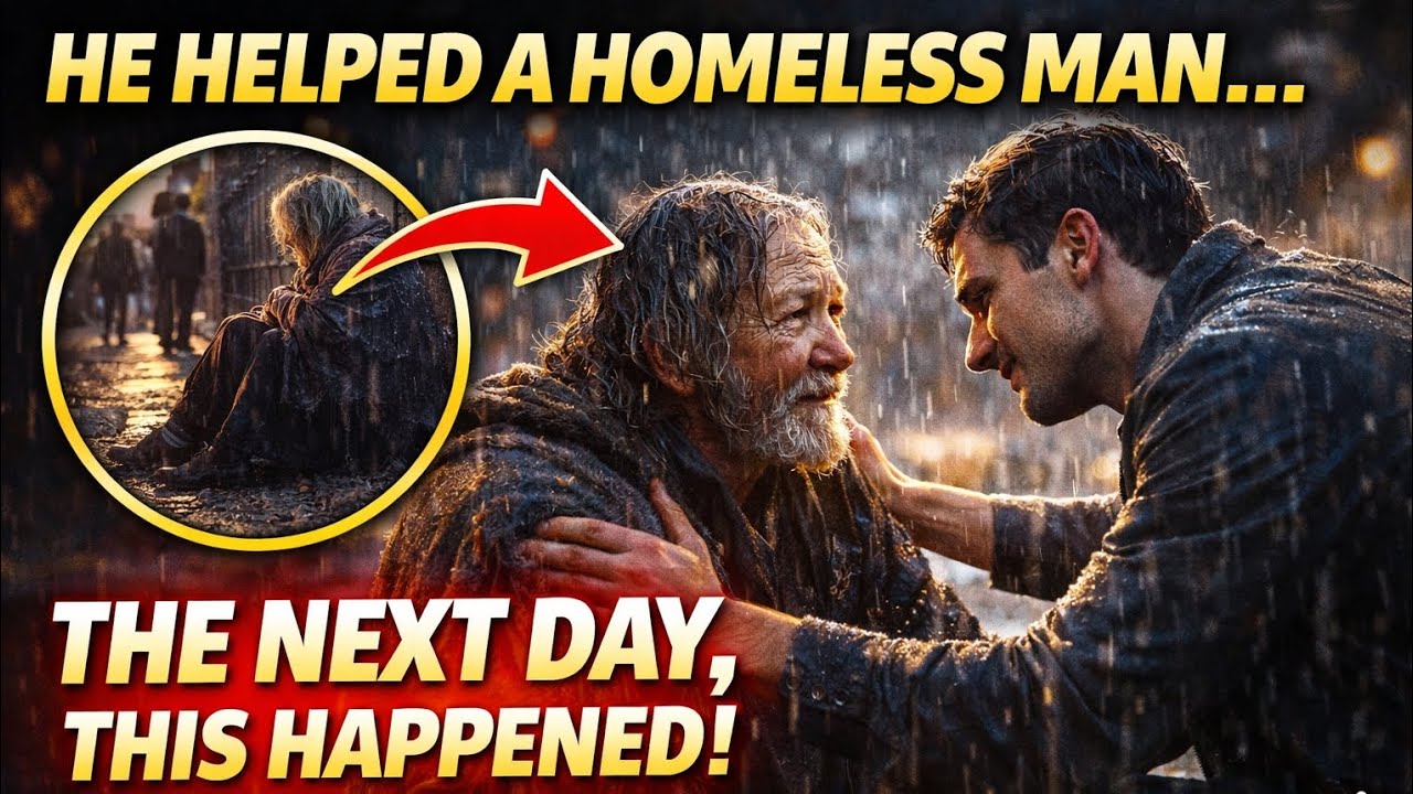 “He Helped a Poor Old Man in the Rain… What Happened Next Will Make You Cry!”