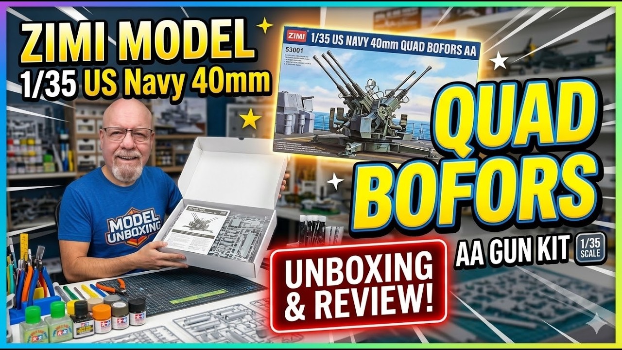 Zimi Model 53001 1/35 US Navy 40mm Quad Bofors AA un-boxing.
