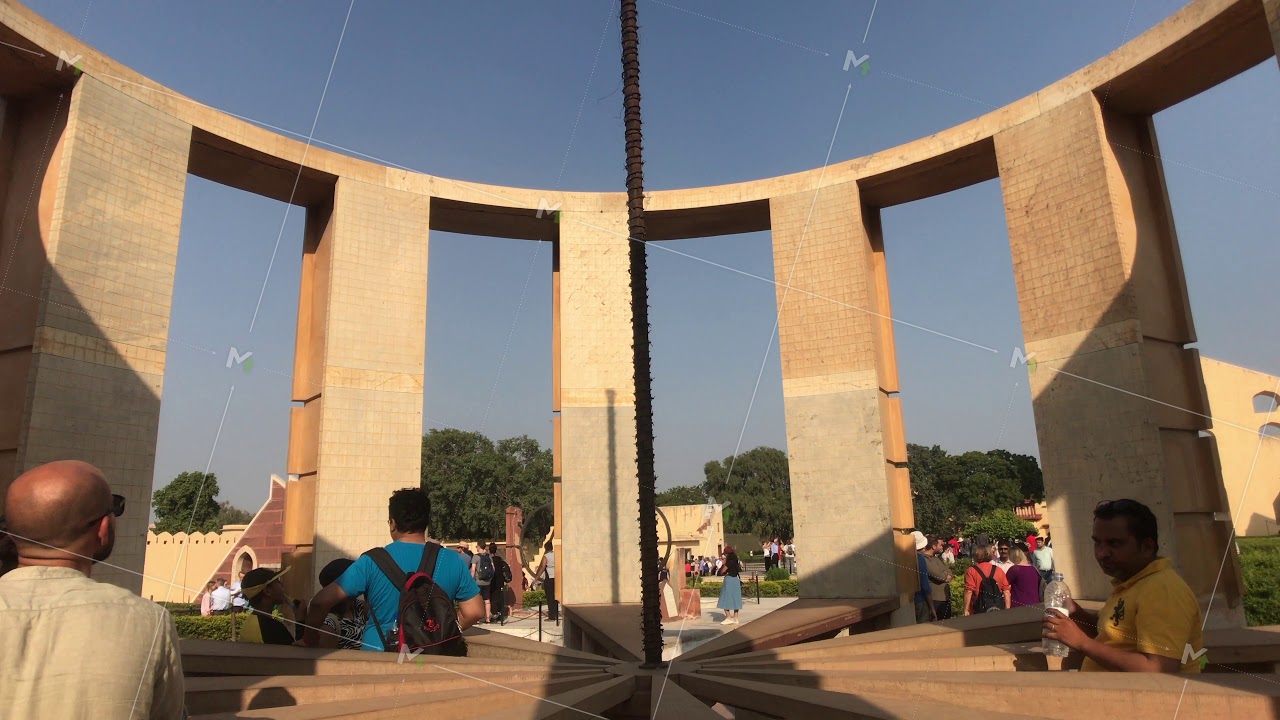 Jaipur, India - November 04, 2019: Jantar Mantar tourists walk around the territory of historical