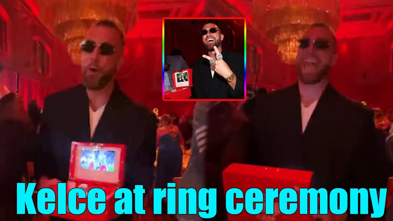 Travis Kelce CELEBRATES CRAZY at the Super Bowl 58 Ring Ceremony in Kansas City