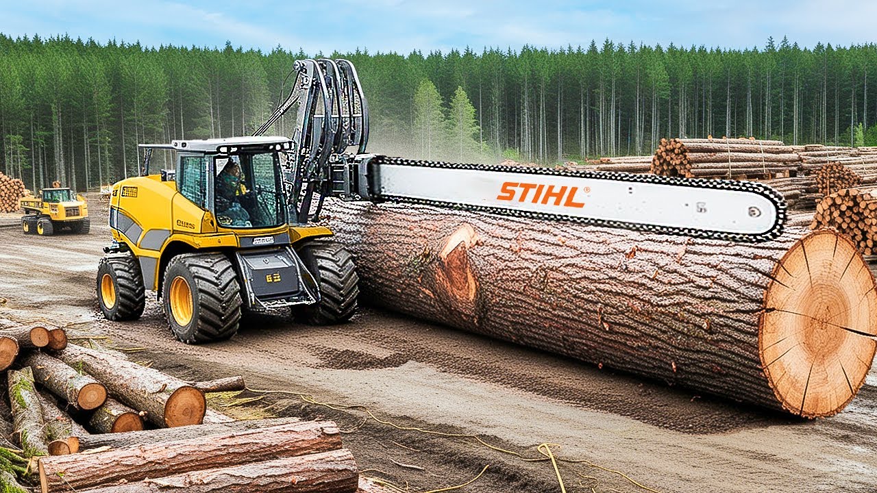 Extreme Dangerous Fastest Big Chainsaw Cutting Tree Machines | Monster Stump Removal Excavator #12