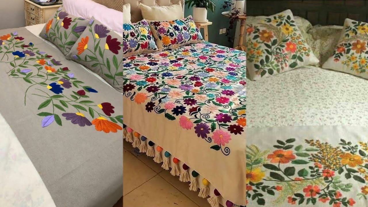 Top Class Hand Embroidered Bed Sheets Collection||Homemade Embroidered Bed Sheets