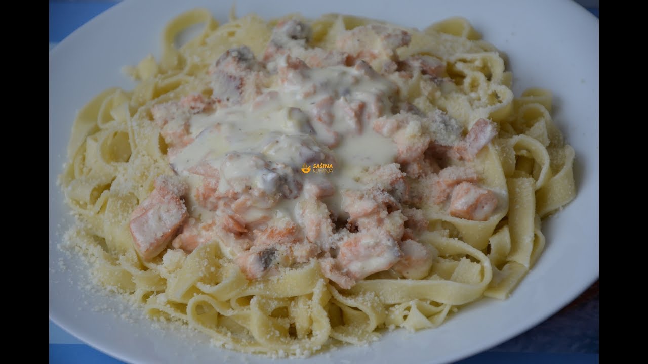 Salmon Tagliatelle Pasta Losos Široki Rezanci - Sašina kuhinja