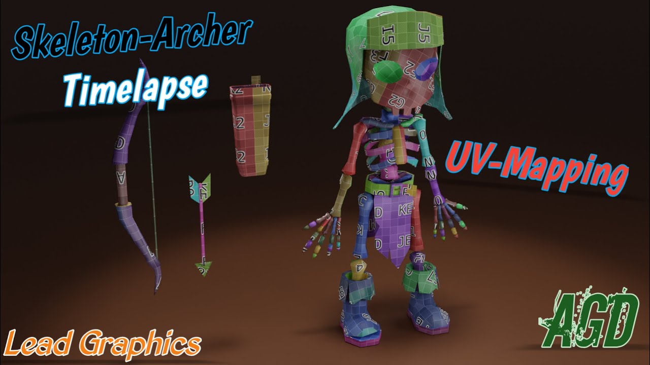 Timelapse AGD в Blender 2.92/ UV-Mapping для мобильной игры / Игровые актив / Скелет-Лучник