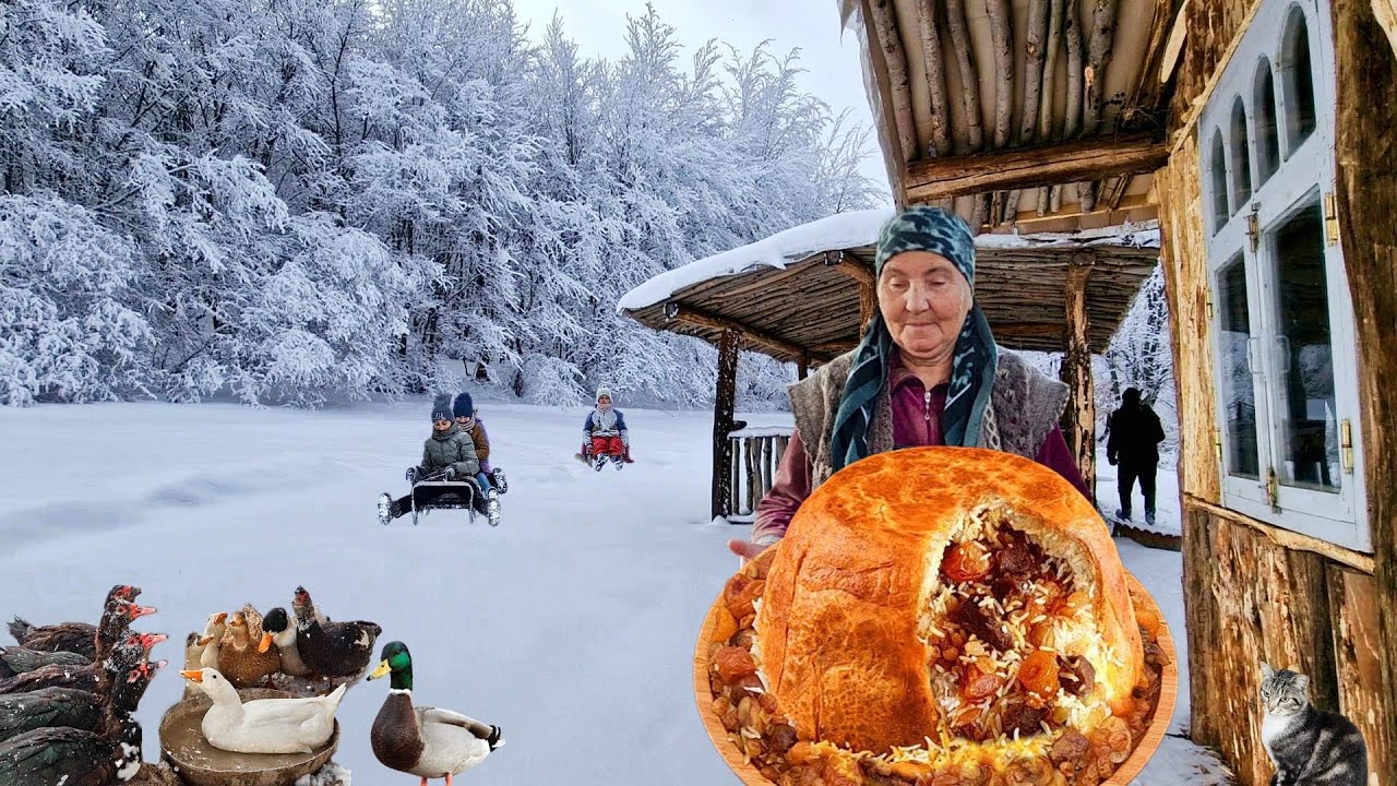 Жизнь в Заснеженных Горах.  Бабушка Приготовила Шах-Плов и Фрикадельки с Овощами.
