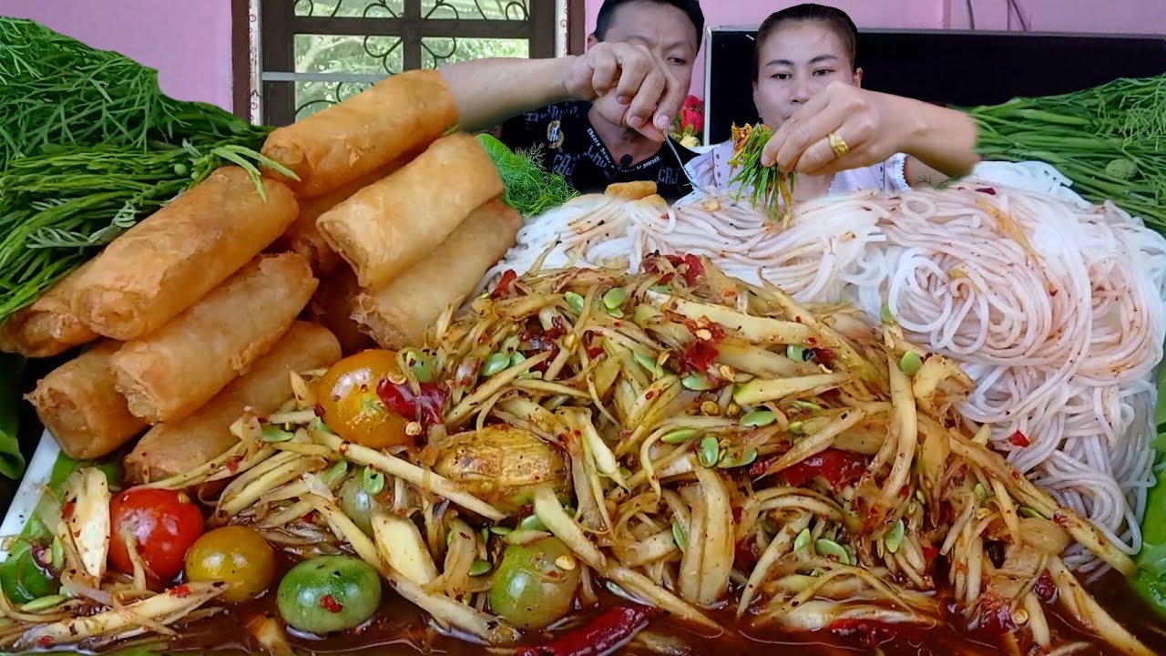 ตำบักหุ่งเผ็ดๆนัวๆกินกับข้าวปุ้นปอเปี๊ยะทอดยอดกระถินอ่อนๆผักกรอบๆจ้า|20 กุมภาพันธ์  2026