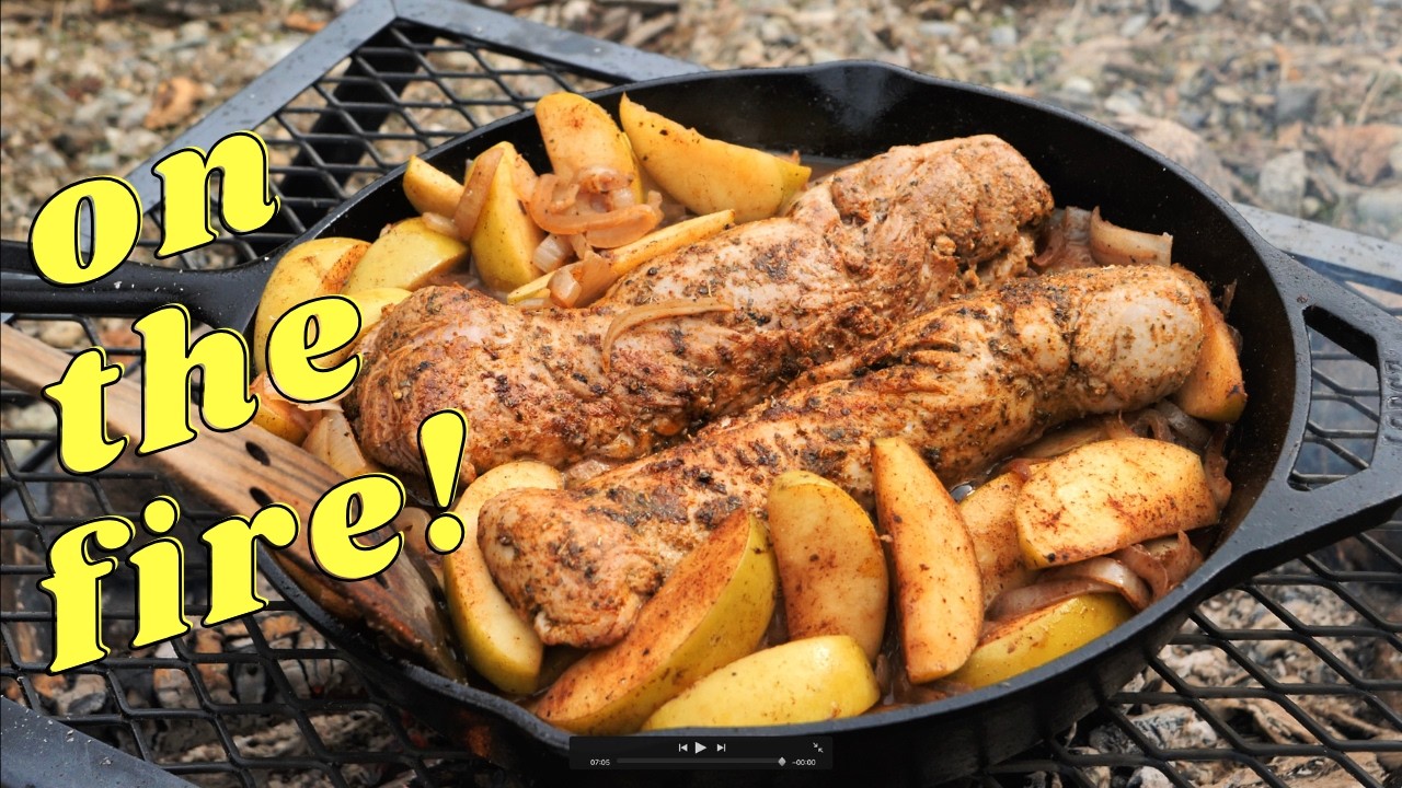 Cast Iron Mountain Cook Out Pork Tenderloin Apple Supreme ASMR