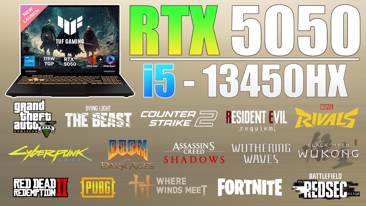 ASUS TUF F16 | RTX 5050 | i5 13th Gen 13450HX | New 15 Games Tested