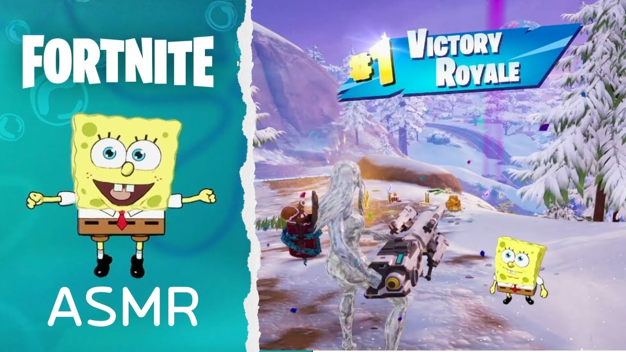 ASMR Playing Fortnite with New SpongeBob Sidekick! (whispered, gum chewing, rain sounds)