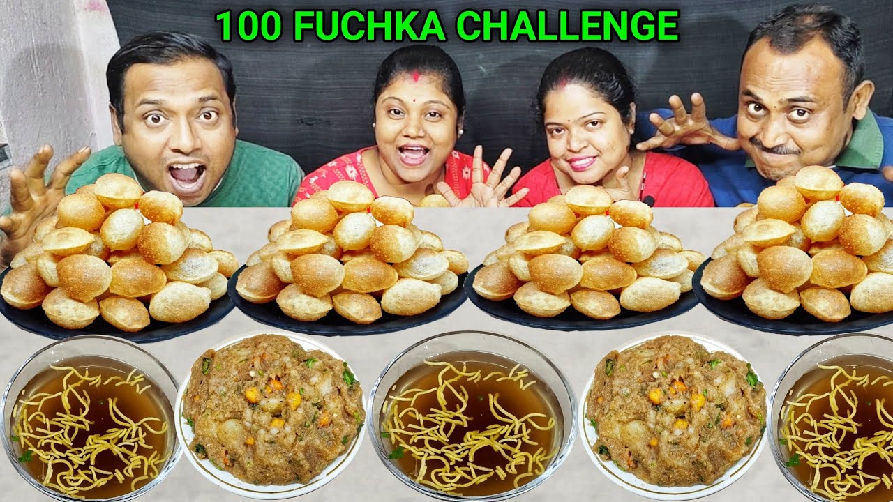 SPICY 100 PANIPURI EATING CHALLENGE  // FUCHKA EATING CHALLENGE// food family & more 