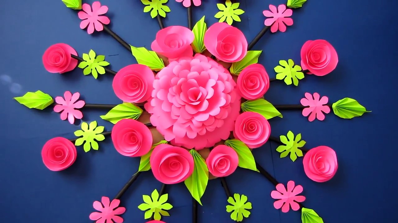 DIY. Simple Home Decor. Wall Decoration Door. Hanging Flower. Paper Craft Ideas. Newspaper 102