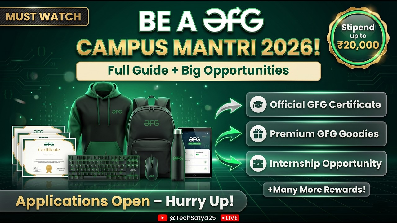 Become GeeksforGeeks (GFG) Campus Mantri 2026 | Free Swag, Internship & Certificates | Full Guide
