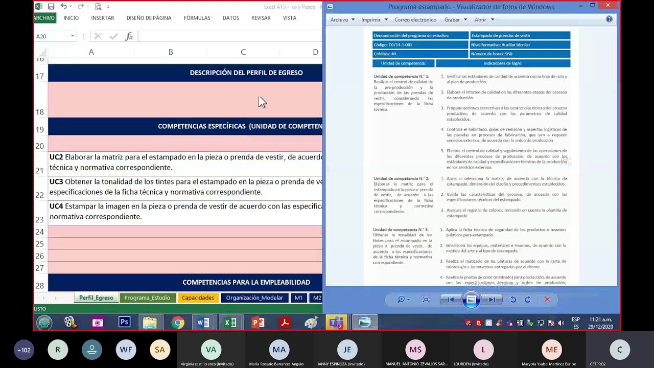 Plan de estudios del CNOF con herramienta EXCEL - CETPRO 2021