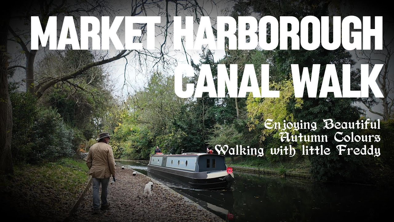 Market Harborough Walking the upgraded toe path with Freddy