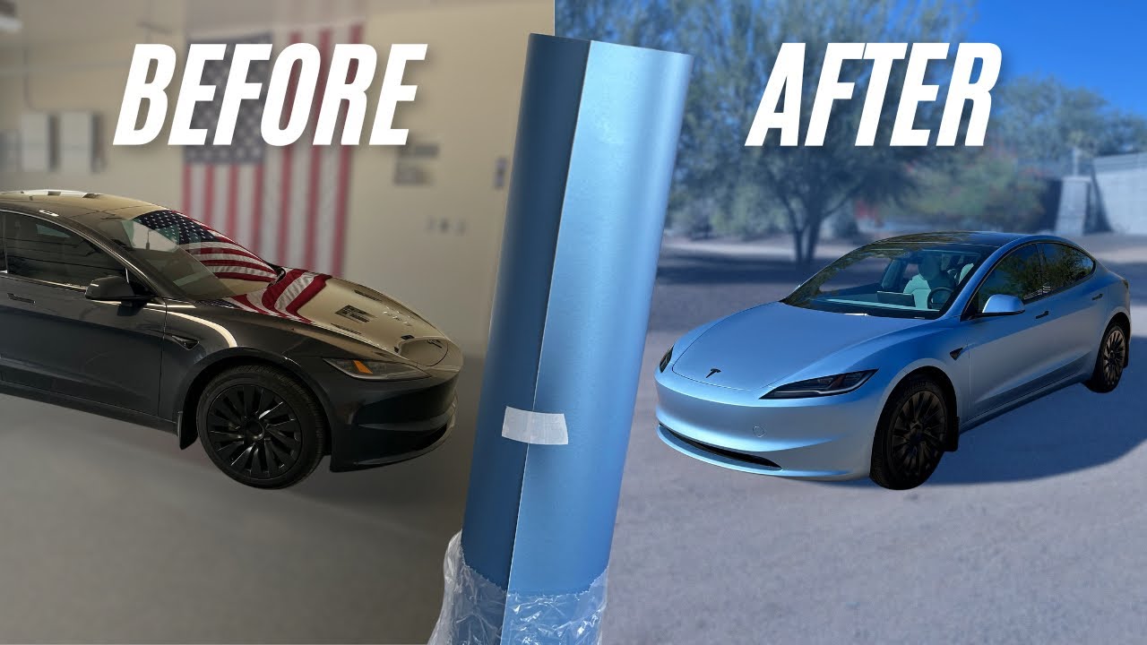 Wrapping a 2025 Tesla Model 3 in Avery Dennison Frosty Matte Blue