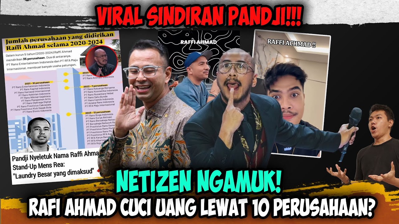 Netizen Ngamuk Sindiran Pandji Pragiwaksono❗❗ Rafi Ahmad Cuci Uang Lewat 10 Perusahaan?