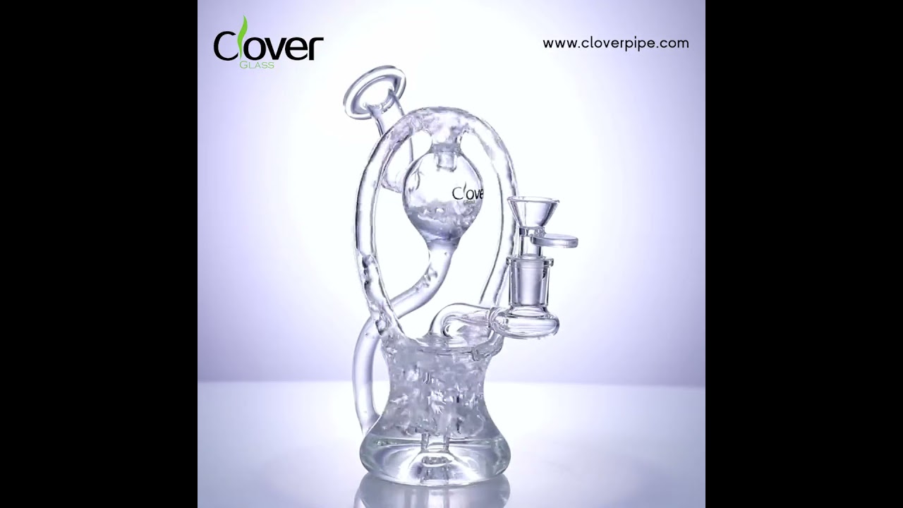 8.66-Inch Double-Tube Recycler Glass Rig WPE-503 with 14mm Female Joint and Modern Minimalist Design