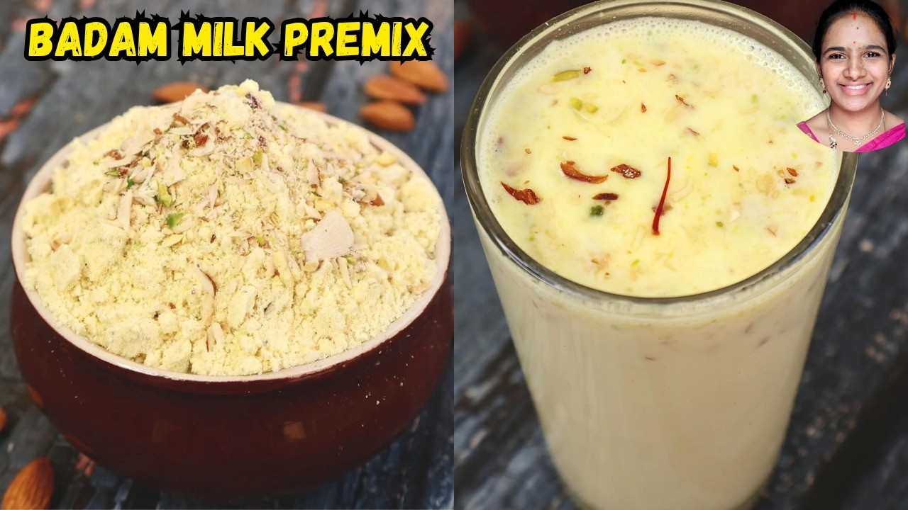 ఈ పొడి తో 2 ని||ల్లో బాదం పాలు😋 Instant Badam Milk Premix Recipe | Homemade Badam Mix || badam milk