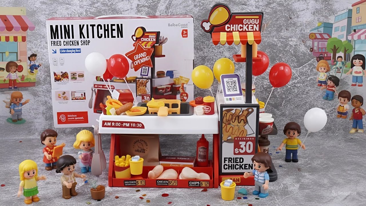 🍟 Toy ASMR 🍟 Mini Kitchen Toy Set – Gugu Chicken Fried Chicken Stall ASMR || 이 장난감 소리를 좋아하실 거예요 💕