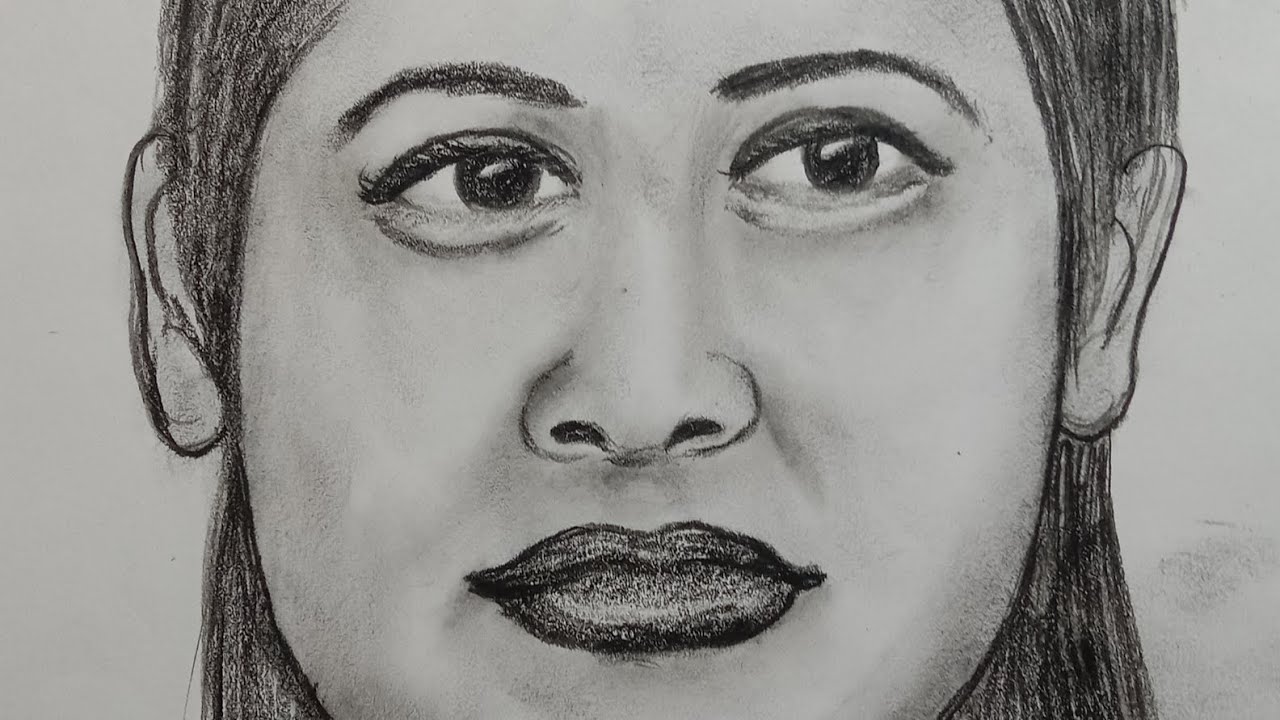 Woman face drawing step by step 