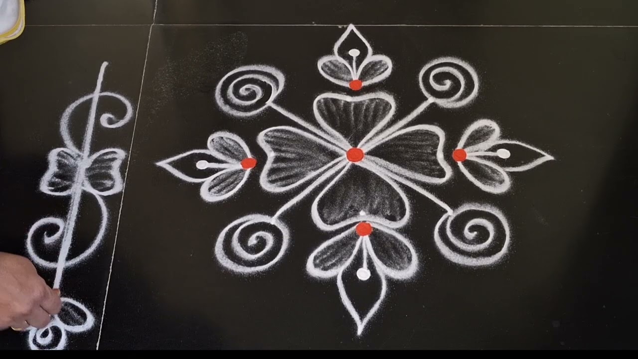 Rangoli//simple kolam//rangoli design//side border rangoli design//simple rangoli//simple kolam