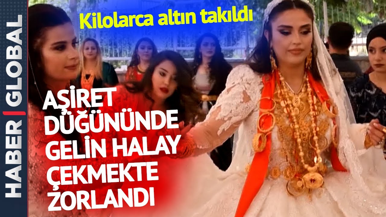 Kilolarca Altın Takıldı, Altından Kalkamadı! Aşiret Düğününde Gelin Halay Çekmekte Zorlandı