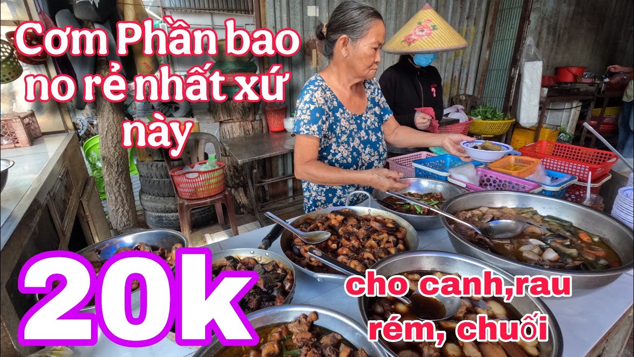 Cơm phần 20k bao no rẻ nhất long xuyên nằm ngay quốc lộ 91 trước cổng đình Mỹ Quý 