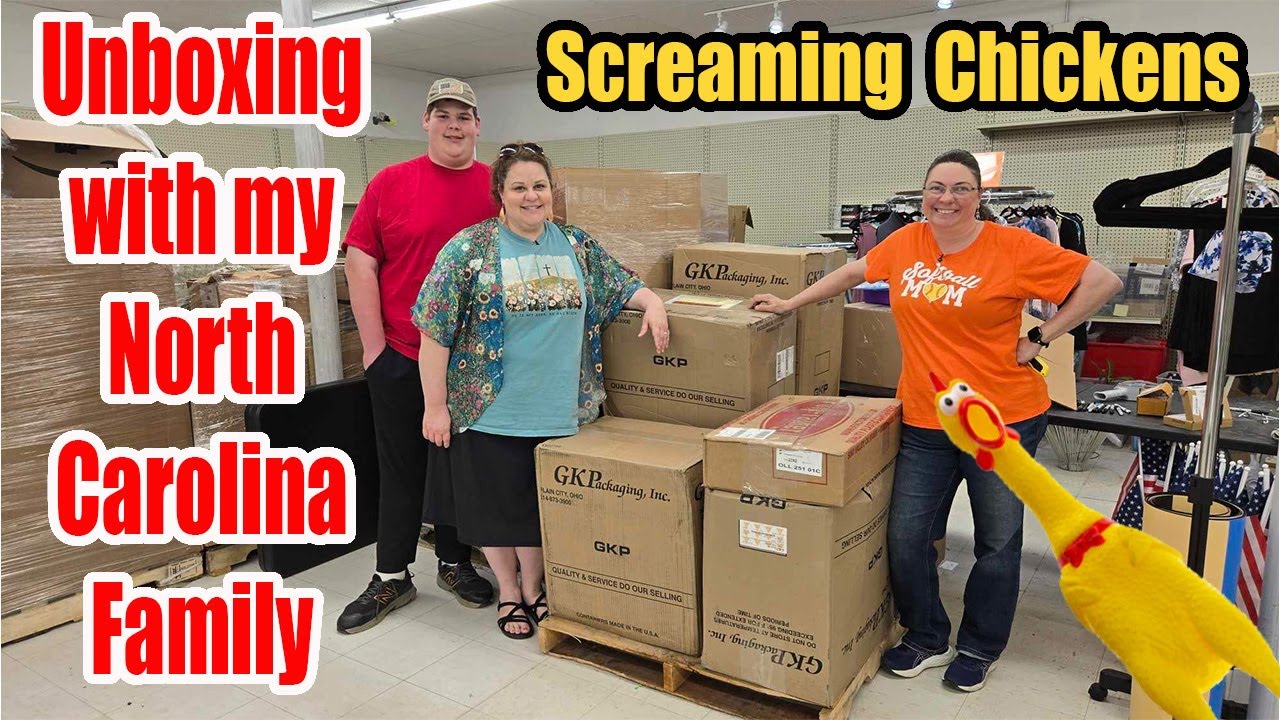 Unboxing with my North Carolina family and We find Screaming Chickens! A Fun unboxing!!!