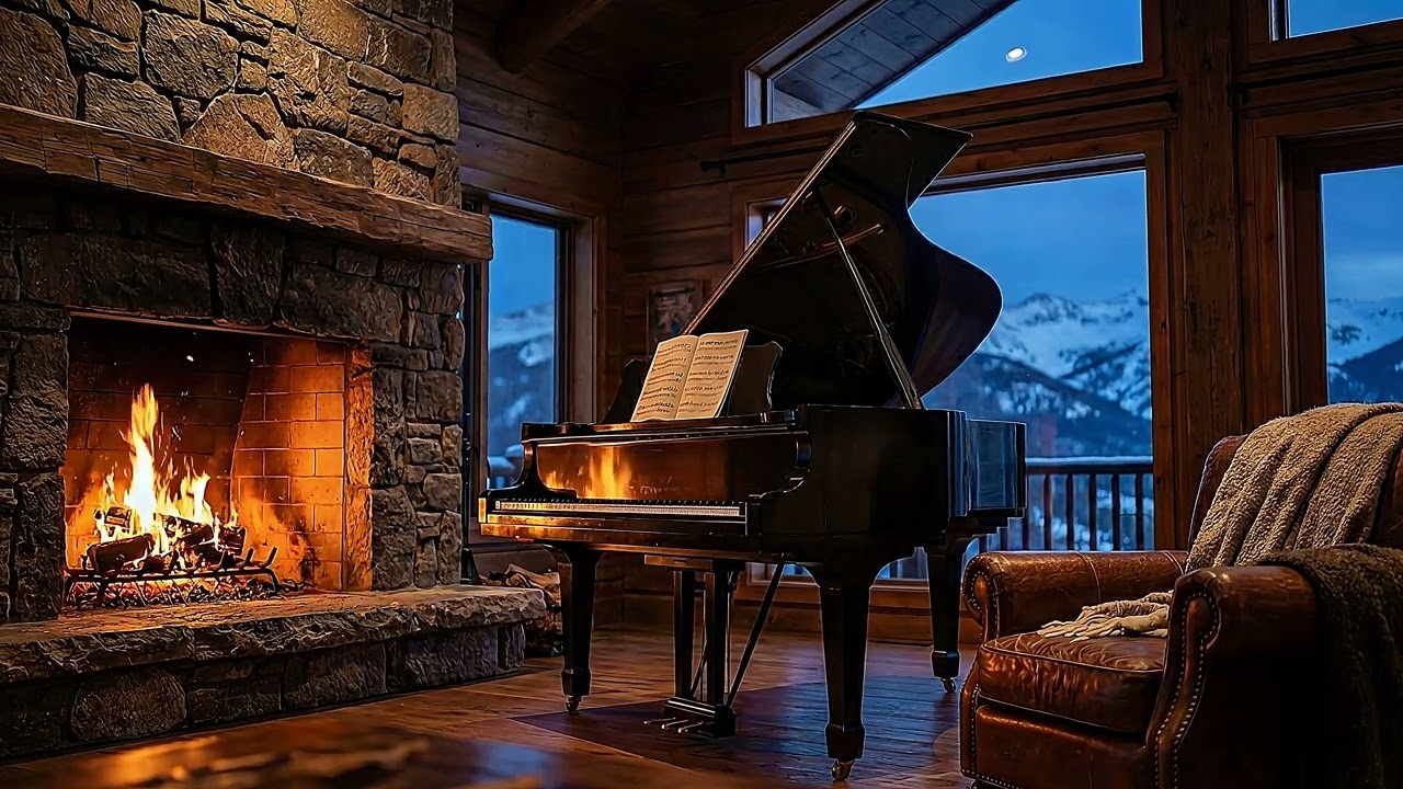 Cozy Fireplace with Relaxing Piano Music (4K) - Stress Relief & Deep Sleep ASMR
