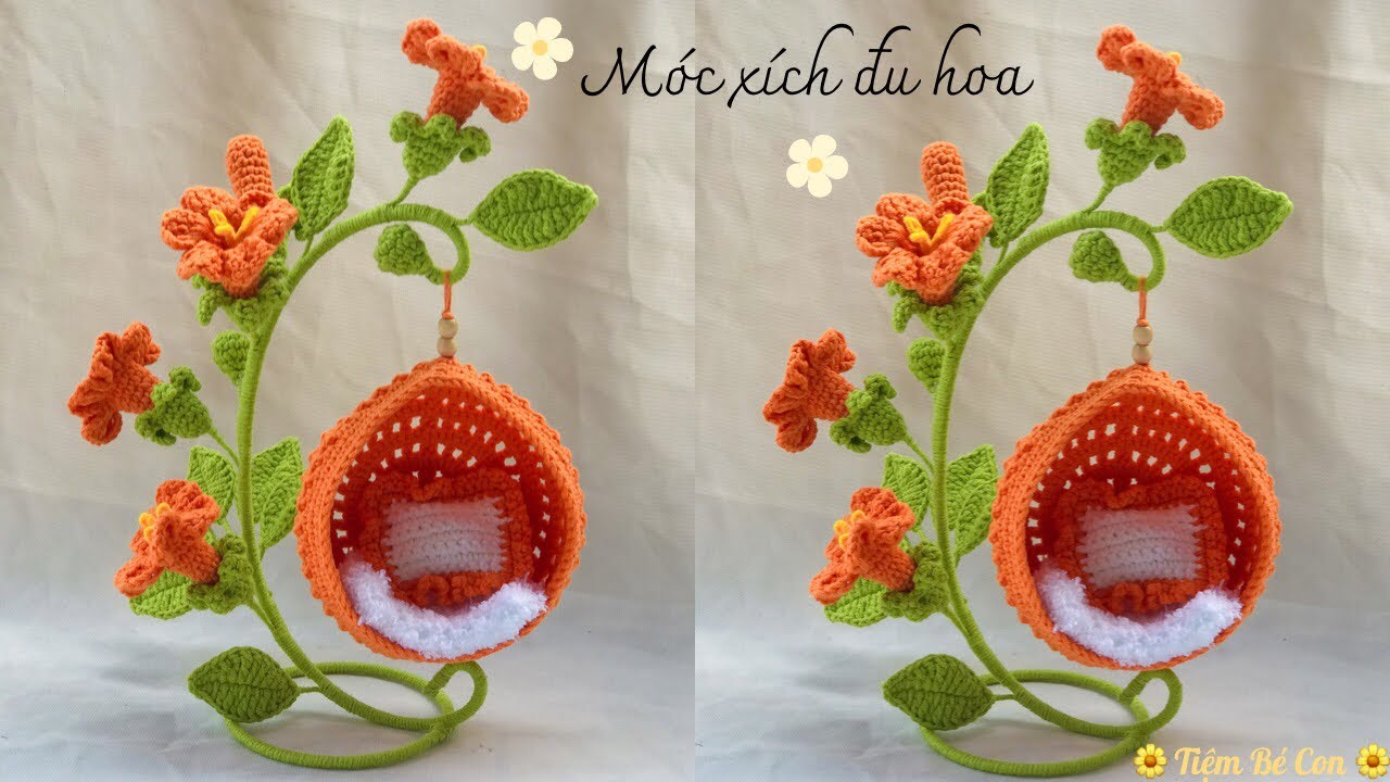 Crochet flower swing | Hướng dẫn móc xích đu hoa xinh xắn