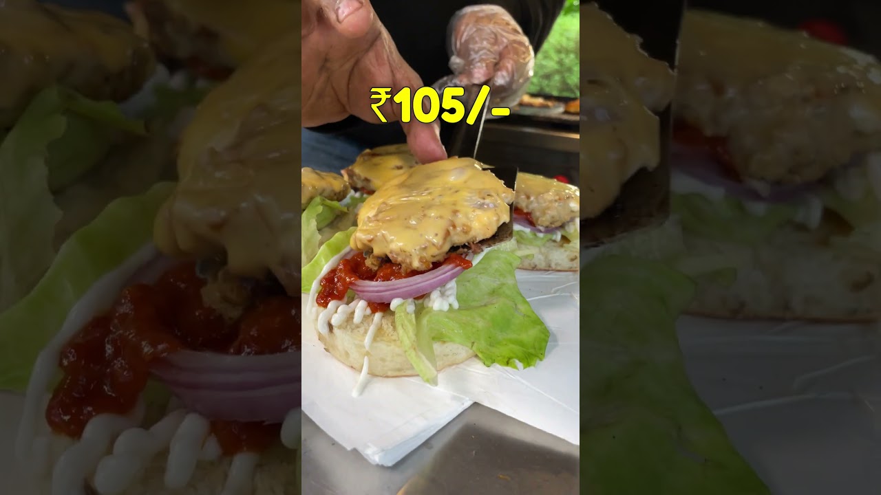 Chicken cheese burger #burger  #streetfood #mumbaifoodie