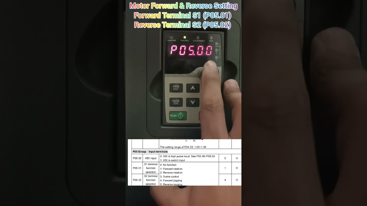 INVT GD 200A VFD l Motor Forward & Reverse Setting (P05.01 and P05.02)  