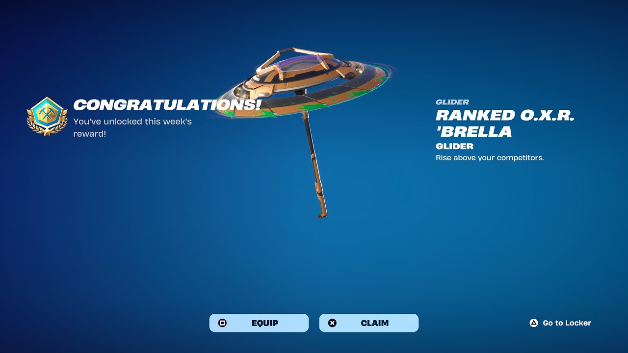 HOW TO GET RANKED O.X.R. BRELLA UMBRELLA GLIDER IN FORTNITE!