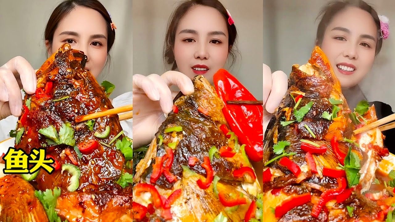 Chinese Food Mukbang: Enjoying Fish Head Curry with Spicy Seafood and ASMR Eating Sounds