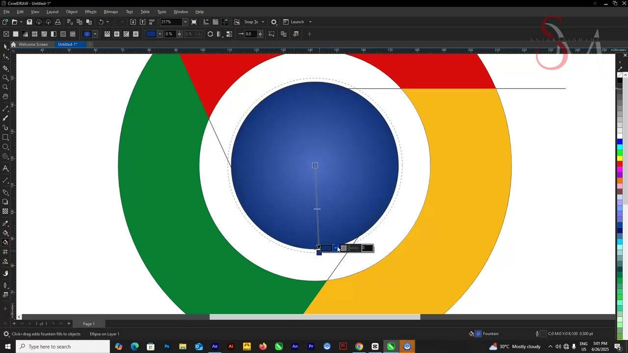 CREATE A GOOGLE & CHROME LOGO DESIGN IN CORELDRAW 2024 II CORELDRAW TUTORIALS II SM ENTERTAINMENT