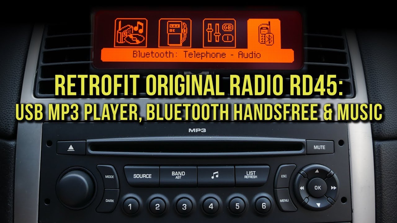 Retrofit Radio RD45 - USB mp3 player, Bluetooth handsfree, Bluetooth music, in a single unit