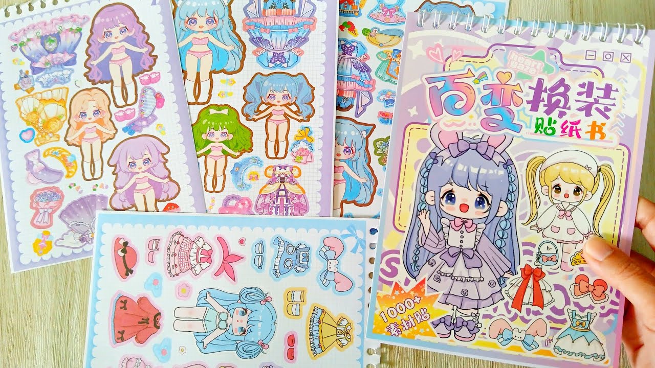 Bóc dán sổ Sticker công chúa tai thỏ, váy đầm, phụ kiện xinh xắn