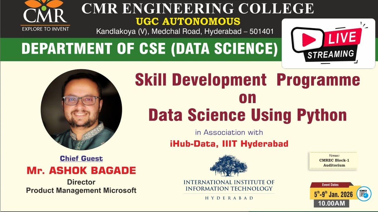 SKILL DEVELOPMENT PROGRAM ON DATA SCIENCE [09-01-2026] | DAY - 5 | SESSION - 1 |CMREC