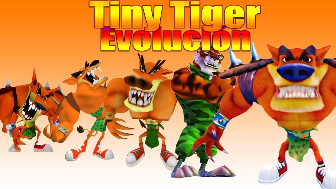 Tiny Tiger - Evolución (Animaciones) en Juegos de Crash Bandicoot