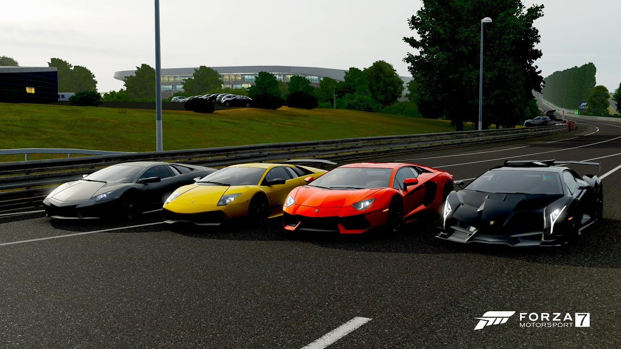 Forza 7 Drag race: Lamborghini Veneno vs Aventador vs Murcielago SV vs REventon