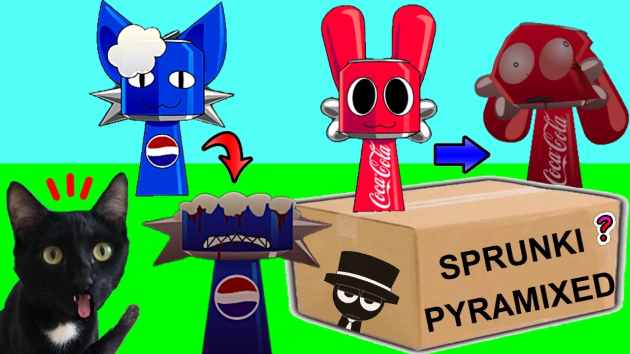 CAJA MISTERIOSA DE SPRUNKI PYRAMIXED PERO EL JUEGO ES EN LA VIDA REAL VS GATOS YOUTUBERS