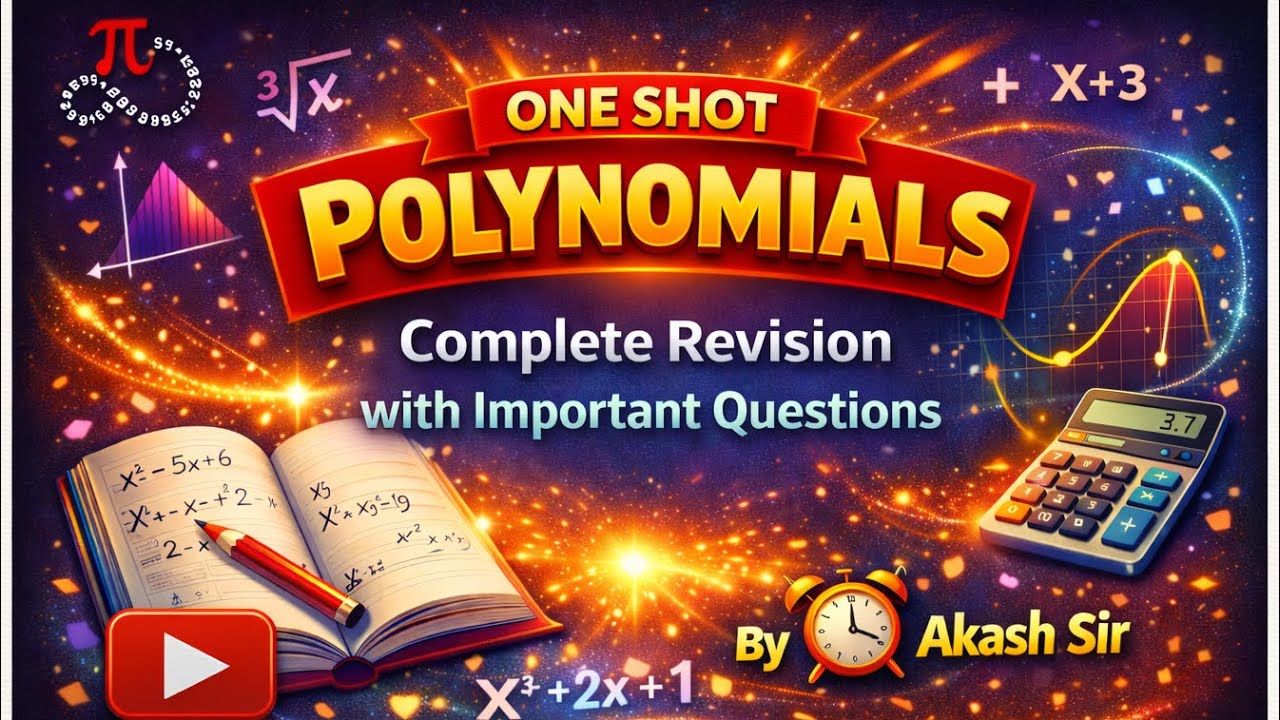 📘 Polynomials – Complete One Shot Revision with Important Questions | By Akash Sir #education 