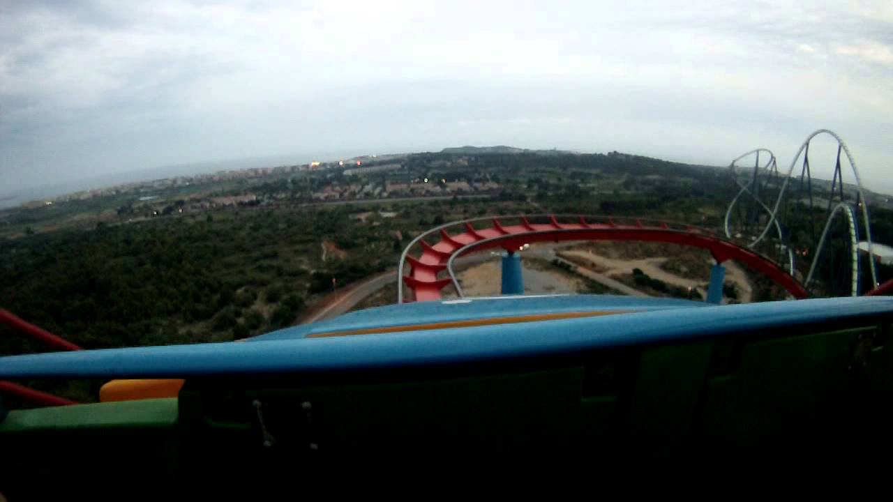 Dragon Khan (Port Aventura) 1ª Fila -oscureciendo- [GoPro HD] HD