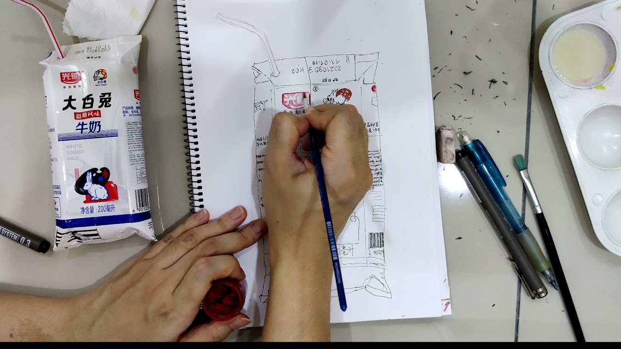 Big White Rabbit Milk Water Color