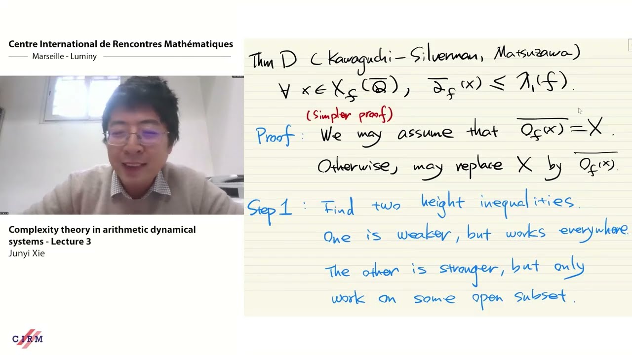 Junyi Xie: Complexity theory in arithmetic dynamical systems - Lecture 3