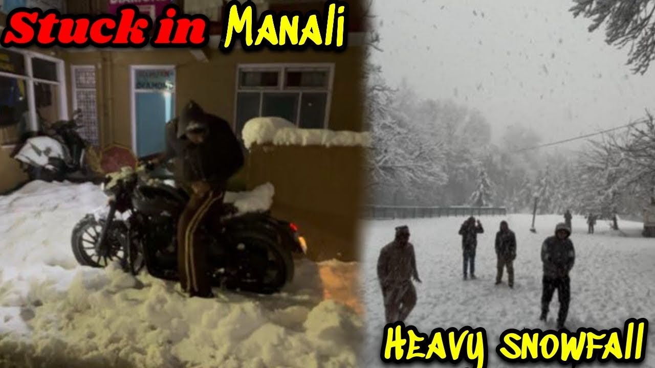 Part 3 heavy snowfall in manali bike stuck in snow crazy 🏔️😍❤️