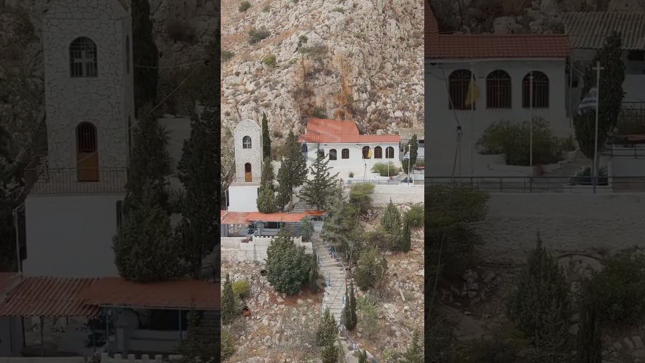 Vertical video. Athens, Greece. St Marina of Neon Ikonion. Greek Orthodox Church. Perama, Aerial Vie