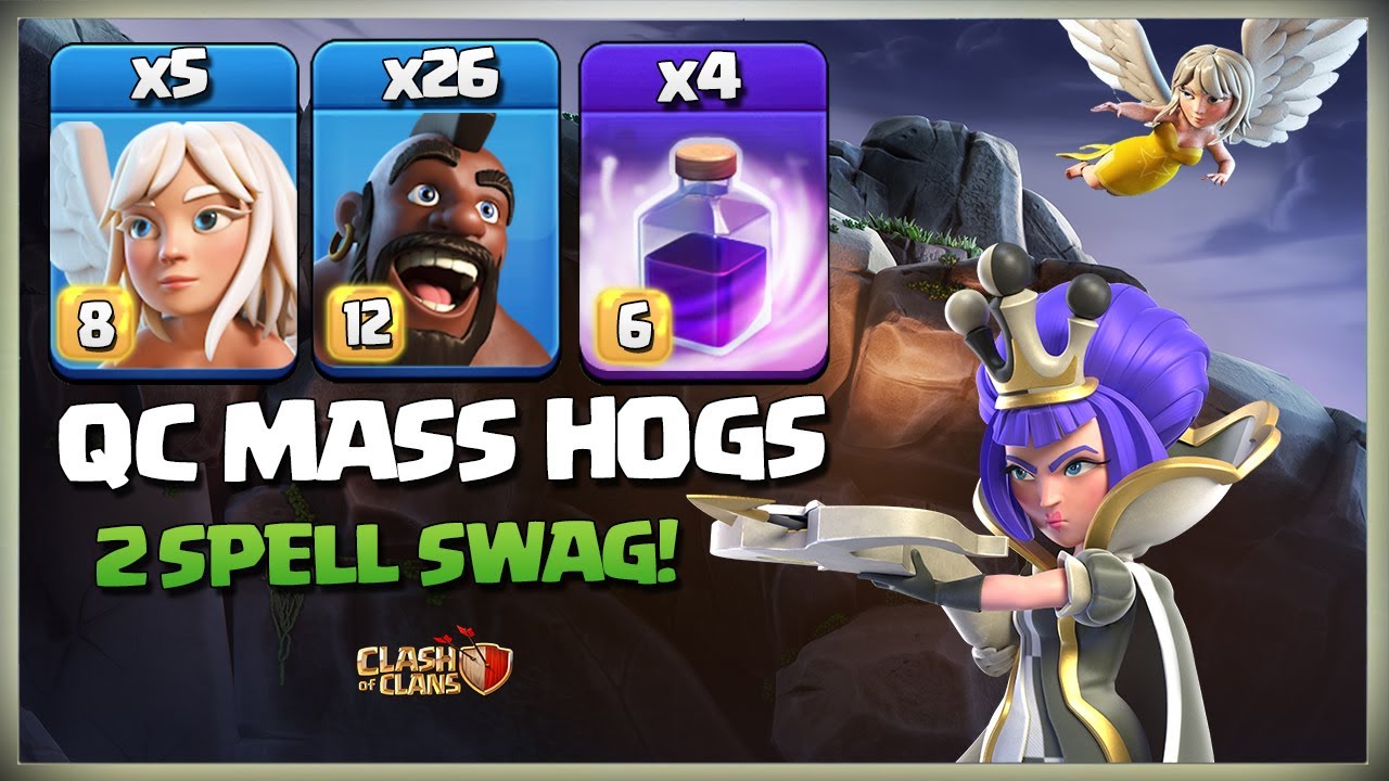 Th15 Queen Walk Mass Hog | Best Th15 Attack Strategy | 30 Hog + 5 Healer - Clash of Clans Th15
