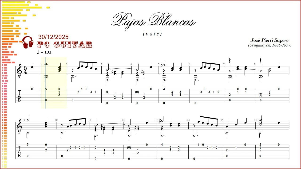 José Pierri Sapere, Pajas Blancas (vals), guitar